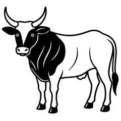 Minimalist Zebu Line Art Illustration