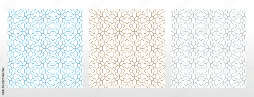 Aufkleber Set of abstract geometric patterns. Seamless vector backgrounds. Colored ornaments Graphic modern patterns Simple lattice graphic design