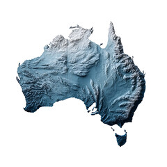 3D Relief Map of Australia Blue Hues Terrain