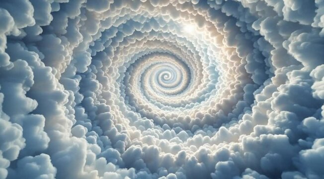 Abstract blue spiral with a light vortex texture, reminiscent of water, sky, and digital fractals 4k Abstract background video