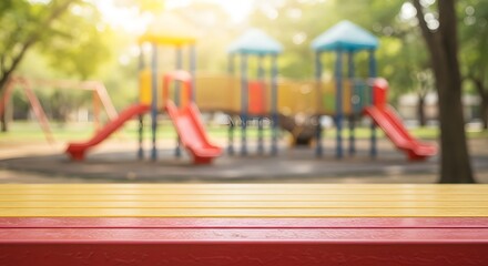 Joyful Playground Scene Colorful Play Structures and Sunny Day for Product Showcase