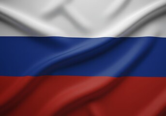 Fototapeta premium Representing Russia, the national flag features its distinctive white, blue, and red horizontal stripes. 
