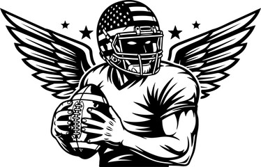 American Football Player with Wings, a Powerful Symbol of Patriotism.