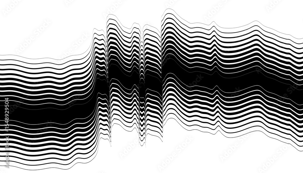 Poster abstract black and white wave. overlay png background. wavy lines. dissolve effect