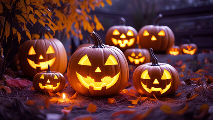 Fototapeta premium halloween pumpkin on a dark background