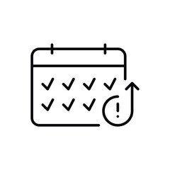 Schedule Overload Alert Icon Vector, Calendar with Tasks and Rising Warning Symbol, Outline for Burnout Escalation, Workload Pressure, and Productivity Stress Tracker