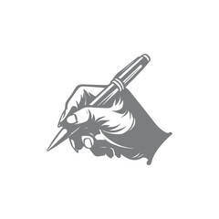 Hand holding a pen, ready to write or sign illustration