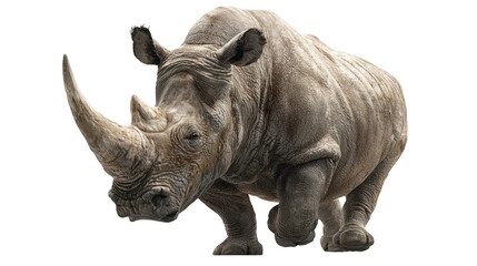 Obraz premium Photorealistic Full Body Studio Shot of a Detailed Gray Rhino on Transparent Background