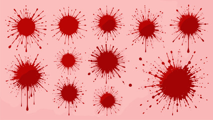 Abstract Red Ink Splatter Collection: Design Elements