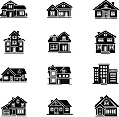 Collection of Modern and Classic Home Styles Vector Illustrations