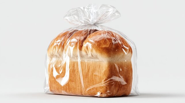 Plastic bag with a loaf of bread inside. mochup-3D-isolate-background