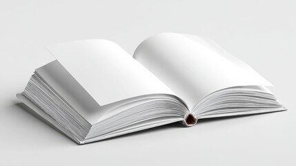 Obraz premium White book is open to a blank page. mochup-3D-isolate-background