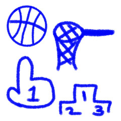 hand drawn set of basketball elements