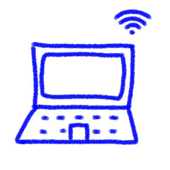 Minimalist hand drawn Laptop with wifi icon