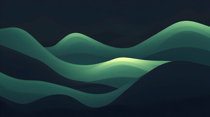 Fototapeta premium Abstract green hills with smooth curves and light effects for modern background design
