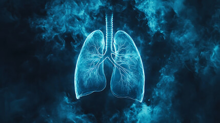Human Lungs with Smoke Background, Highlighting Respiratory Health