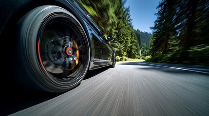 Car on Road with Trees