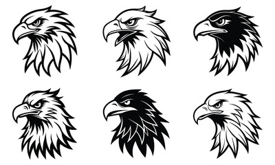 Majestic Eagle Heads Vector silhouette Illustrations for Design