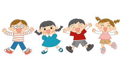 元気にジャンプしている子どもたちのイラスト ベクター