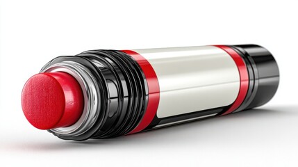 Red and white lipstick tube with a red top. mochup-3D-isolate-background