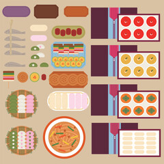 Korean Traditional Holiday Food Vector Illustration