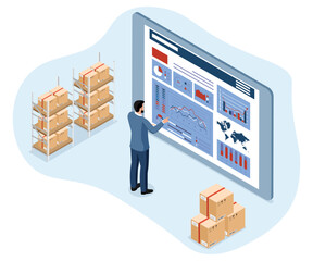 Inventory control is a comprehensive process that leverages an online system to manage incoming and outgoing goods. Professional worker is checking goods and stock supply.