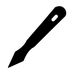 Craft knife silhouette tool design, A black silhouette of a craft knife, representing precision, creativity, and tools for cutting in design.
