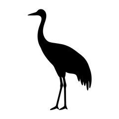 Elegant Crane Silhouette on White Background Showing Graceful Posture and Form