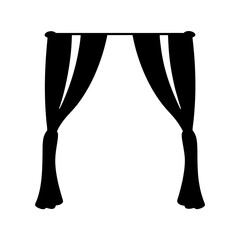 Elegant Black Curtains Illustration Revealing a Void Space in the Center