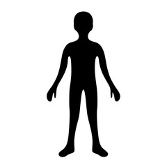 Black silhouette of a standing figure isolated on a white background