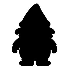 Silhouette of a whimsical garden gnome with a pointy hat and beard