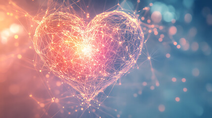 Illuminated Heart Shaped Network with Sparkling Connections