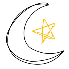 illustration of a star and crescent moon