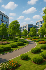 Fototapeta premium Where Work Meets Nature: Beautiful Office Campus