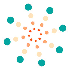 Abstract radial dotted pattern in orange and teal color tones