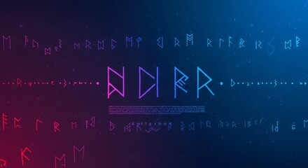 Fototapeta premium Futuristic Elder Futhark Rune Alphabet: A Digital Typography Design