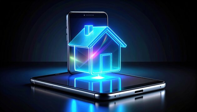 Interactive home simulation rendered on mobile devices with glowing outlines