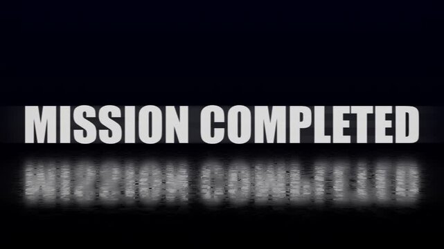 mission completed text Glitch effect animation. isolated on black background. mission completed, 4K video. cool effect.