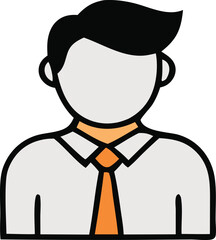 Stylized Icon of a Faceless Professional Man Wearing a Shirt and Tie Depicting Business Career or Corporate Representation in a Simple Modern Design
