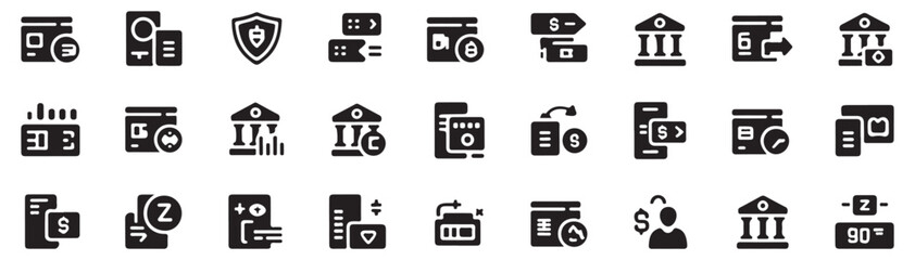 Property Insurance glyph icon set. Vector pictograms of fire, disaster, tornado, car, automobile, travel, accident, disability, document, agent, black sign silhouette illustration.