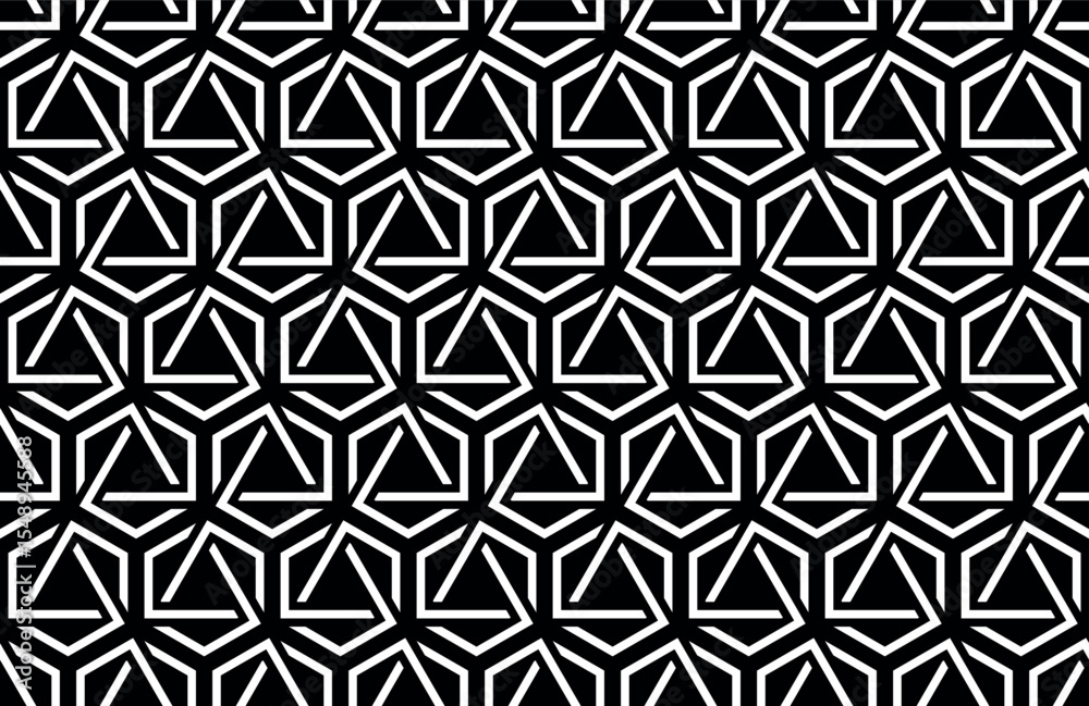 Aufkleber Abstract geometric pattern. A seamless vector background. White and black ornament. Graphic modern pattern. Simple lattice graphic design.