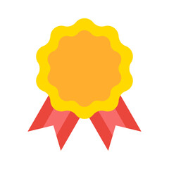 Gold Medal Badge with Red Ribbon, UI Element for Ranking and Competition Apps