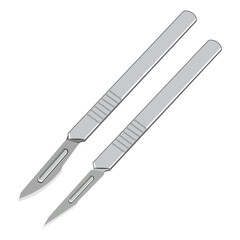 Surgical scalpel blades isolated on white background