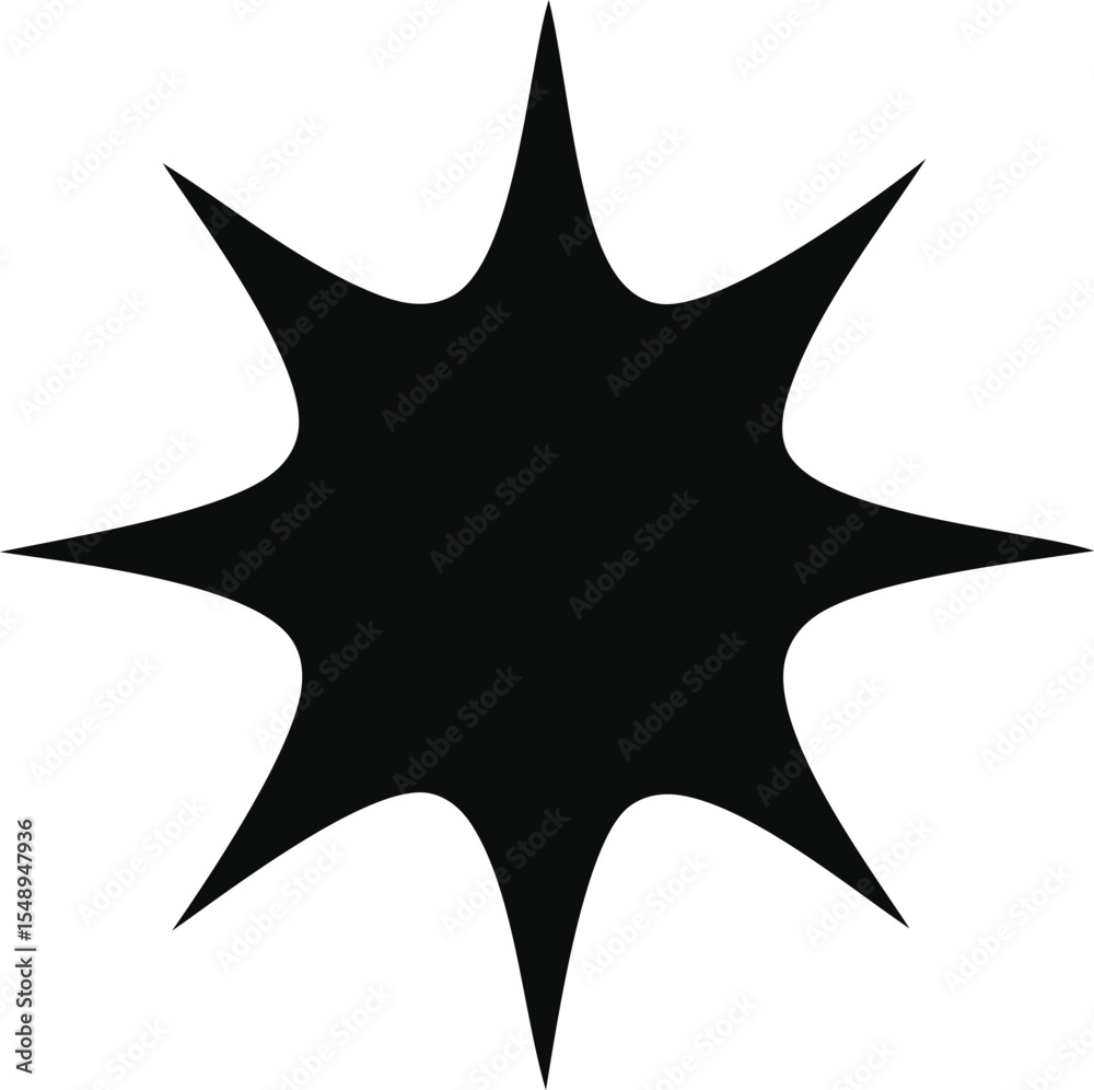 Poster abstract black starburst shape with sharp points on a white background graphic design element simple
