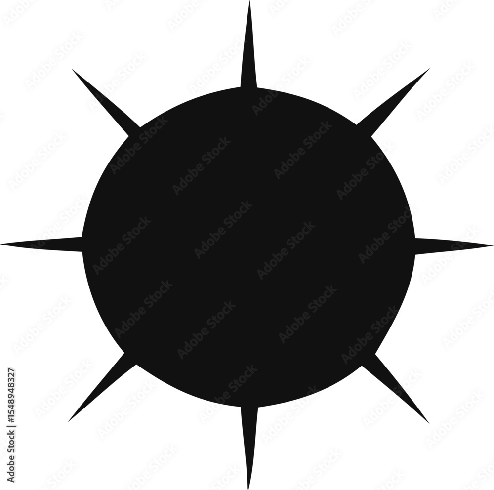 Poster abstract black spiked shape on white background a minimalist design with radial symmetry and sharp p
