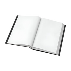 An open book with blank pages, ideal for writing or sketching ideas.
