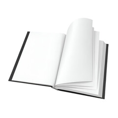 An open blank notebook with empty pages, ready for writing or drawing.