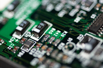 Abstract, Close up at electronic circuits, we see the technology of the mainboard, which is the important background of the computer. (logic board,cpu motherboard,Main board,system board,mobo)	