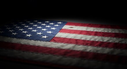 Weathered American Flag in Low Light: A Symbol of Patriotism and Time