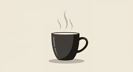 Obraz premium A Simple Illustration of a Steaming Mug of Coffee or Tea